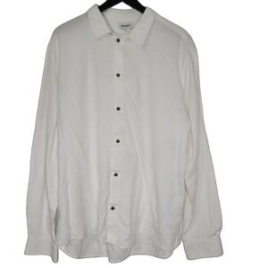 Weekday‎ Mens Linen Shirt L White Button Up Long Sleeve Coastal Resort Vacation